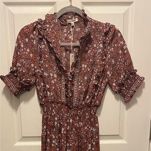 Max studio midi dark orangish brown chestnut dress.